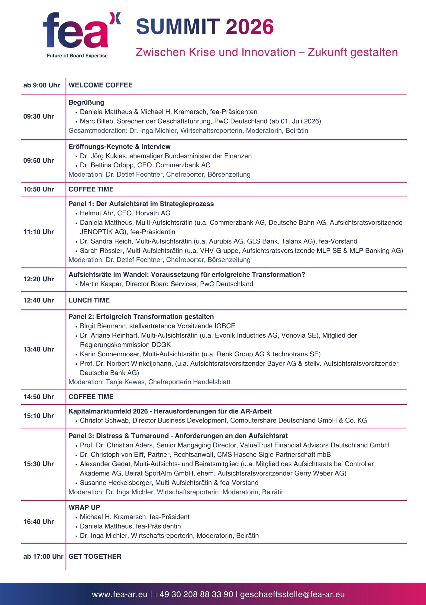 fea Summit 2026 1 fea Aufsichtsratsverband fea Summit 2026 Programm fea Aufsichtsratsverband