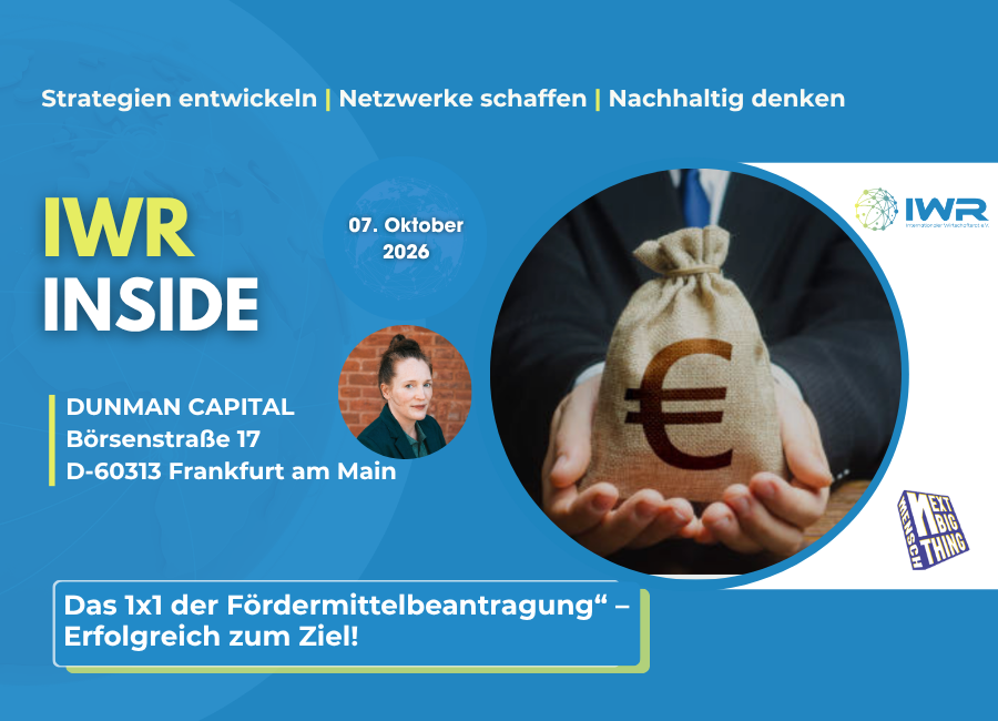 IWR - INSIDE Das 1x1 der Fördermittelbeantragung  Erfolgreich zum Ziel! 